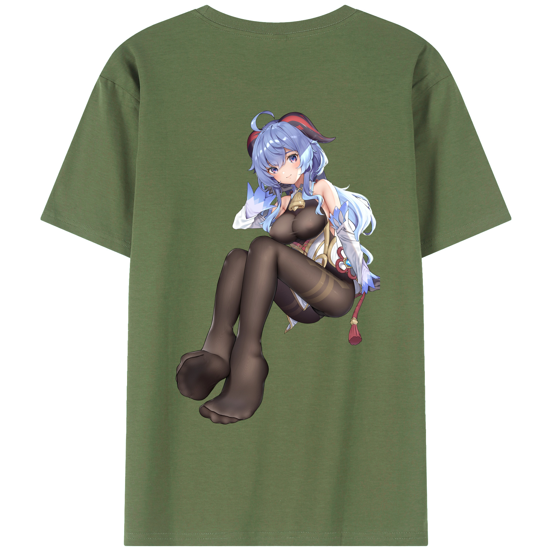 げんし神 甘雨 かんう genshin Ganyu 綿100％ メンズ半袖Tシャツ（バックプリント） 通気性